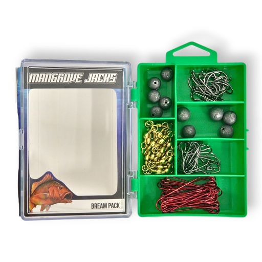 [9337217022480] Mangrove Jacks Bream Fishing Pack | Hooks, Swivels, Sinkers in Compact Tackle Box