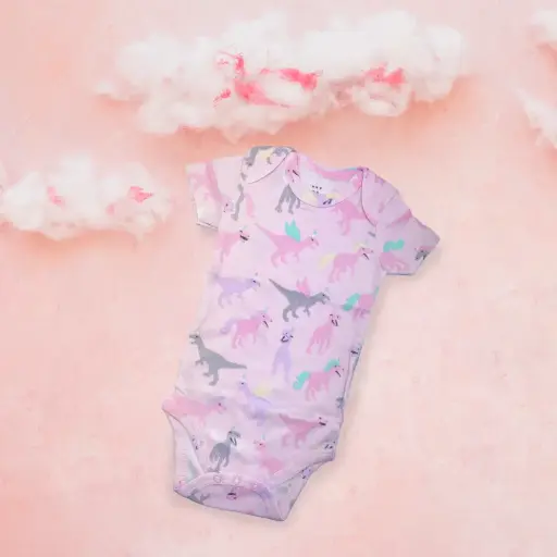 [9340457028341] Baby Romper (Pink Dinosaur, 9mths)